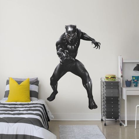 Black Panther Room For Boys, Black Panther Bedroom Ideas, Boys Room Ideas Shared, Black Panther Room, Black Panther Bedroom, Avengers Room, Marvel Wall Art, Superhero Bedroom, Marvel Wall