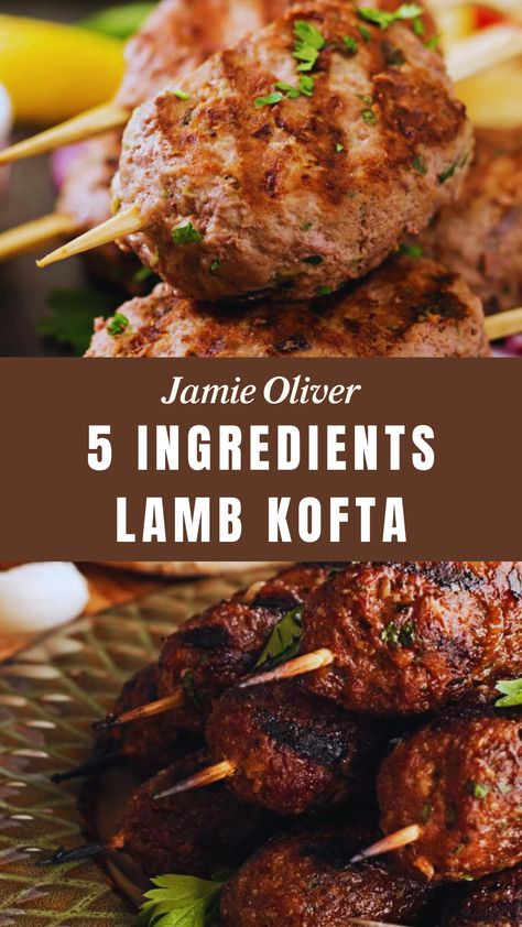 Jamie Oliver 5 Ingredients Lamb Kofta Recipes Illustration, Lamb Koftas, Lamb Kofta, Lamb Kabobs, Bbq Lamb, Kofta Recipe, Mini Meatloafs, Lamb Skewers, Meat Eater