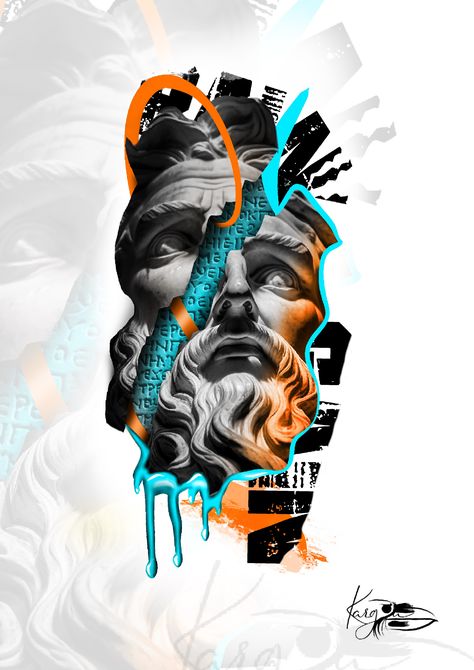 Zeus Tattoo Design, Pop Art Tattoo, Pop Tattoo, Bushido Tattoo, Convention Tattoo, Japanese Tattoos For Men, Colored Tattoo Design, Zeus Tattoo, Pop Art Tattoos