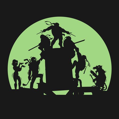 TMNT Silhouettes Zombie Silhouette, Turtle Silhouette, Geek Shirts, Zombie Art, The Turtles, Tmnt Artwork, 80s Cartoon, Classic Cartoons, Skull Art