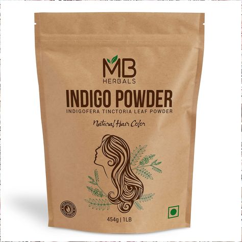 MB Herbals Pure Indigo Powder 1 LB | 454g | 16oz | 100% Pure Indigofera tinctoria Leaf Powder | Blue-Black Hair or Full Refun Indigo Powder For Hair, Indigofera Tinctoria, Powder Packaging, Blue Black Hair, Natural Henna, Green Powder, Color Your Hair, Roots Hair, All Images