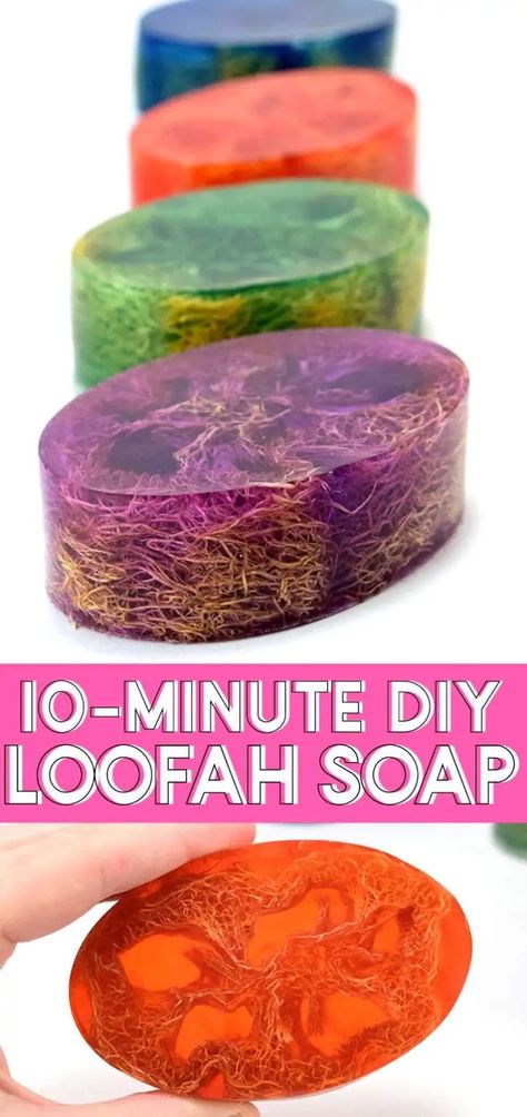 Diy Loofah Soap, Loofah Soap Recipe, Diy Loofah, Loofah Soap Diy, Diy Soap Bars, Easy Soap Recipes, Diy Soap Recipe, Handmade Soap Recipes, Soap Making Recipes