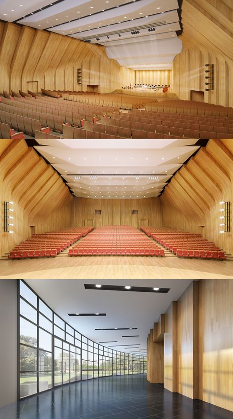 My Interior Design Works - Odeum of Xinyang Normal University Amphitheater Interior, Auditorium Design Interiors, Concert Hall Design, University Interior Design, Auditorium Architecture, University Design, Auditorium Design, Theater Architecture, Multipurpose Hall