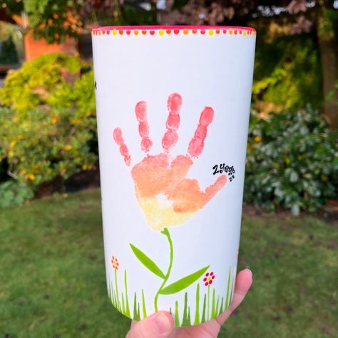 I had such fun creating this vase with Hugo. Especially enjoyed experimenting with an ombré handprint in beautiful sunset colours 😍 I hope you love using it @helenw_88 😊 #mummystreat . . . #uttpot #uttpotprintpottery #handandfootprintpottery #babyhandandfootprintpottery #toddlerhandandfootprintpottery #personalisedpottery #personalisedceramics #especiallyforyou #treasurethememories #capturethemoment Pottery Painting Vase, Kids Pottery Painting, Baby Hand And Foot Prints, Sunset Colours, Kids Pottery, Painted Vases, Sunset Colors, Pottery Ideas, Pottery Painting