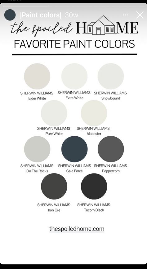 Exterior White And Black Paint Colors, Whites That Go With Iron Ore, Best White Paint With Iron Ore, What Colors Go With Black And White, Paint Colors That Go With Black, Almost White Paint Colors, White And Black Paint Colors, Grey White Paint Color, Black And White Paint Colors