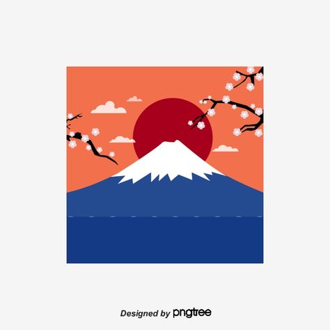 Mt Fuji Embroidery, Mt Fuji Drawing, Cartoon Hand Drawing, Thumb Painting, Eraser Art, Mountain Crafts, Color Science, Fuji Mountain, Blue Cartoon