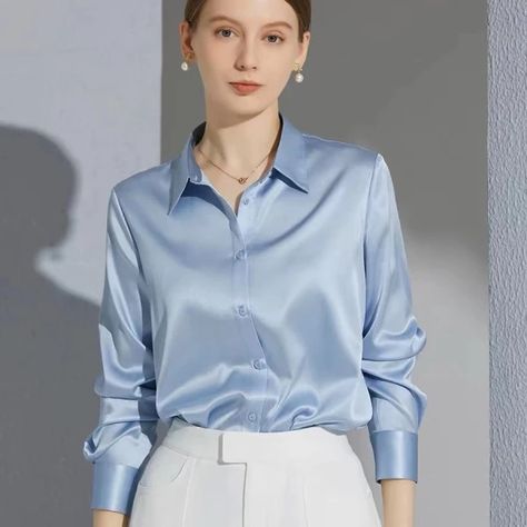 Just found this amazing item on AliExpress. Check it out! C$23.53 | All-match Satin Finish Shirts And Blouses Women Clothing Casual Top OL Long Sleeve Button Elegant Shirts French Solid Blouses Satin Shirts For Women, Satin Shirts, Elegant Tops, Satin Bluse, Blouses Women, Shirts And Blouses, Shirt Blouses Women's, Satin Long Sleeve, Clothing Casual