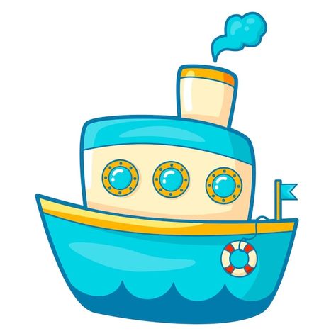 Cute ship cartoon. ship clipart illustra... | Premium Vector #Freepik #vector #kids-toys #cute-kids #toys #cute-cartoon Cartoon Ship Drawing, Ship Cartoon Drawing, Ship Drawing For Kids, Transportation Birthday Theme, Boat Clipart, Ship Clipart, Ship Illustration, Boat Cartoon