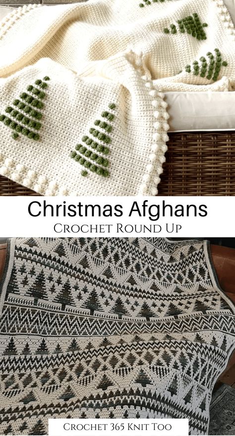 Beginner Crochet Projects Christmas, Christmas Crocheted Blankets, Knit And Crochet Afghan Patterns Free, Crochet Christmas Blanket Free Pattern, Crochet Winter Blanket Free Pattern, Free Crochet Christmas Blanket, Crochet Winter Blankets, Free Christmas Crochet Blanket Patterns, Christmas Afghan Patterns