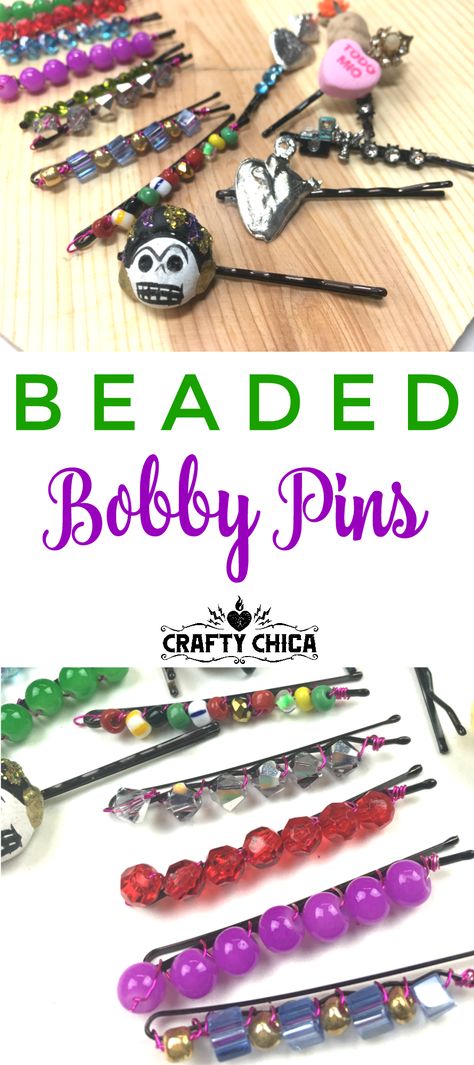 I'm on a mission to find new ways to style my hair, and these beaded bobby pins are an easy fix! I have a LOT of small beads, all neatly organized by color and shape in  my art studio, as well as containers of small trinkets.  I combined all of them to create a variety of these bobby pins!  Here is the link to my video tutorial!   Note - You'll need a silicone hot glue mat for this project, this is so that the glue won't stick to the surface when it dries: Mod Podge Silicone Craft Mat.    ... Diy Tie Dye Heart, Bobby Pins Diy, Beaded Bobby Pins, Diy Hair Accessories Tutorial, Diy Hand Soap, Style My Hair, Diy Ruffle, Beaded Flowers Patterns, Beaded Hair Pins