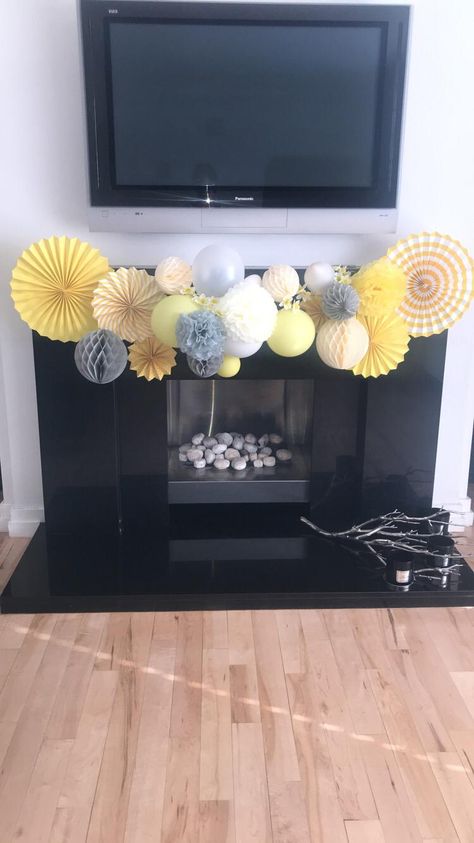 Easter decorations- paper fans, honeycomb and tissue pom poms, from various sellers on Amazon, with some balloons to make it pop!! Pom Pom Decorations, Tissue Pom Poms, Honeycomb Decorations, Fan Decoration, Honeycomb Paper, Teen Birthday, Paper Fans, Diy Garland, Easter Decorations