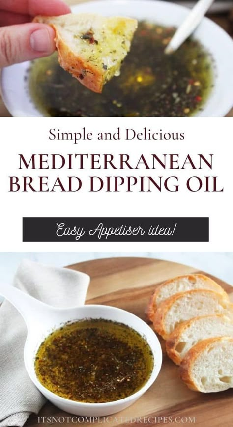 This delicious Bread Dipping Oil with Mediterranean flavours takes minutes to prepare, and makes a fabulous appetiser! Serve with your favourite bread, some shavings of Parmesan cheese and a glass of wine! #breaddippingoil #dippingoil #flavouredoil #mediterraneandippingoil #mediterraneranflavours #appetisers #cravecookconsume #itsnotcomplicatedrecipes Bread Dipping Sauce, Mediterranean Bread, Bread Dipping Oil Recipe, Dipping Oil Recipe, Greek Bread, Olive Oil Dip For Bread, Recipe For Bread, Olive Oil Dip, Bread Dipping Oil