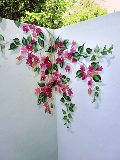 Simple Wall Paintings, Garden Fence Art, Creative Wall Painting, Garden Mural, Diy Wall Painting, Fence Art, Bedroom Wall Paint, Wall Painting Decor, Fence Paint