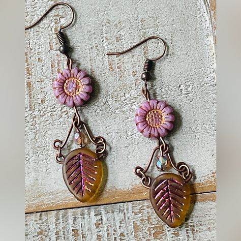 One Of A Kind Design Beautifully Made Lead And Nickel Free Antique Look And Style Bohemian Free Spirit Earrings Measurements In Pictures Boho Chandelier Earrings, Czech Beads Jewelry, Chic Chandelier, Earring Inspo, Body Accessories, Mixed Media Jewelry, Funky Earrings, Beaded Jewelry Designs, Earring Ideas