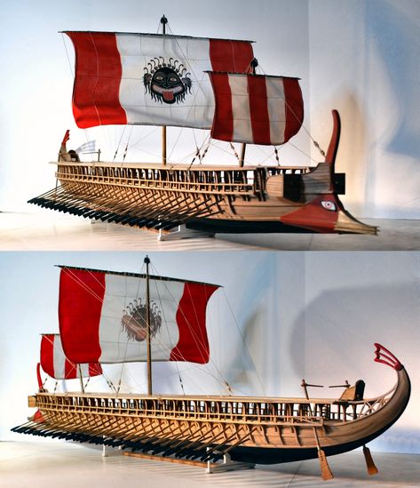 Greek trireme Andreia circa 450 BC - 48" model Greek Trireme, Ship Sketch, Fantasy Map Making, Model Ship Building, Wooden Ship Models, Old Sailing Ships, Greek Warrior, Wooden Boat Building, Toy Boat