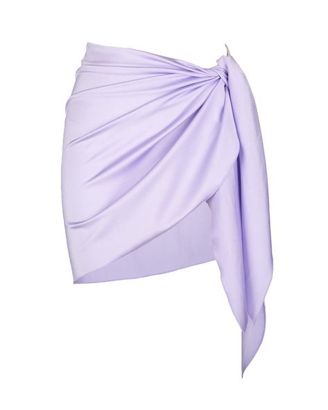 Our signature Meridian Sarong, for days you need a little more coverage that matches your bikini perfectly. Opaque; made from the same fabric as the suits. This wrap can be worn as a skirt, top, or the perfect light layer. Gathers effortlessly with long ties to style in a twist, knot or bow. Unlined. Made in New York City Fabric made in Italy Content + Care Self: 80% Polyamide, 20% Elastane  Hand Wash Cold. Lay Flat Dry. Purple Vacation Outfit, Mermaid Core Skirt, Purple Beach Outfit, City Fabric, Beach Skirts, Pastel Skirt, The Suits, Purple Beach, Pastel Beach