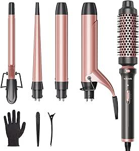 Wavytalk 5 in 1 Curling Iron Set with Curling Brush and 4 Interchangeable Ceramic Curling Wand (0.35"-1.25”), Instant Heat Up, Dual Voltage Hair Curler Wand Curling Iron, Curling Wand Set, Curling Brush, Ionic Hair Dryer, Curling Iron Hairstyles, Curling Hair With Wand, Curling Wand, Flat Iron Hair Styles, Soft Curls