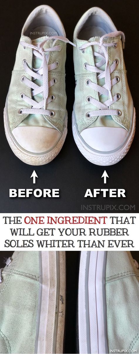 How to make the rubber soles on your converse or other shoes super white and clean with one ingredient! This little trick takes less than 5 minutes and is super easy! Instrupix.com How To Clean White Shoes, Clean Baking Pans, Cleaning Painted Walls, Glass Cooktop, Shoes Hack, Deep Cleaning Tips, Simple Life Hacks, Clean Dishwasher, Clean Shoes