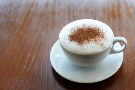 Delicious hot cappuccino hot coffee in a... | Premium Photo #Freepik #photo #coffee #wood #restaurant #table Wood Restaurant Table, Hot Cappuccino, Wood Restaurant, Photo Coffee, Restaurant Table, White Cups, Breakfast Lunch Dinner, White Coffee, Wooden Table