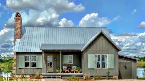 Colonial Cottage, 1000 Sq Ft, Brick Chimney, Mansion Floor Plan, European Farmhouse, Porch Flooring, Cottage House Plans, Cottage Design, Screened Porch