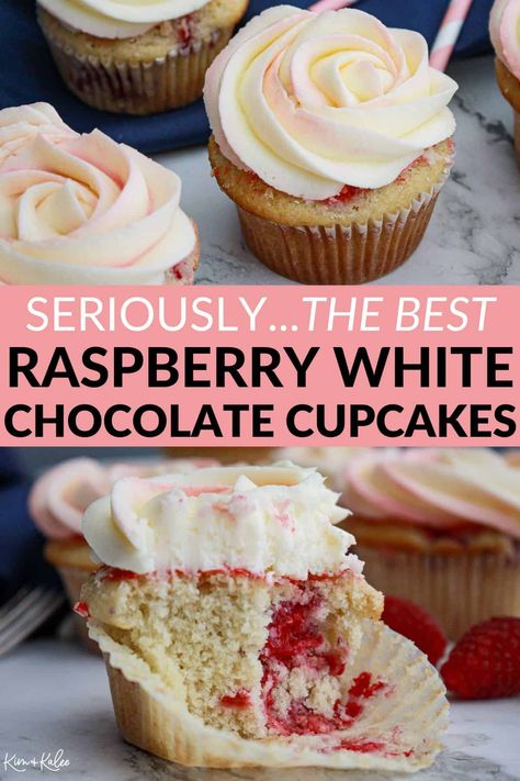 White Chocolate Raspberry Cupcakes, Raspberry And White Chocolate Cupcakes, Mini Loaf Cakes, Chocolate Raspberry Cupcakes, White Chocolate Cupcakes, White Chocolate Frosting, Raspberry White Chocolate, Make Chocolate Chip Cookies, Raspberry Cupcakes