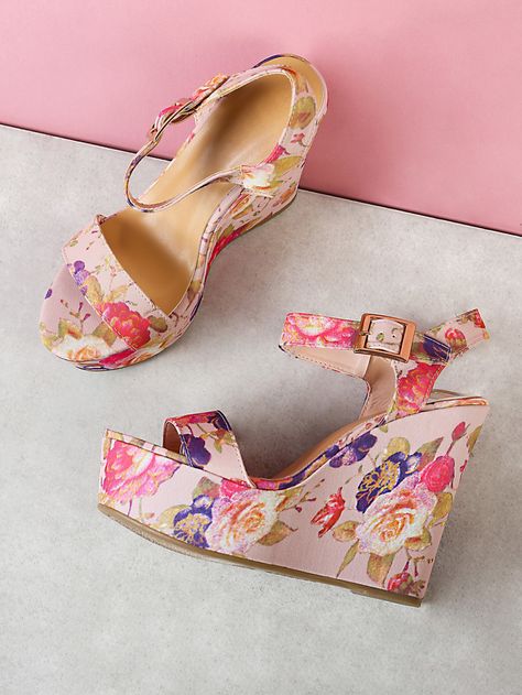 Shop Floral Print Platform Wedge Sandal BLUSH MULTI online. SheIn offers Floral Print Platform Wedge Sandal BLUSH MULTI & more to fit your fashionable needs. Floral Wedges Shoes, Wedge Heels Outfit, Bridal Shoes Wedges, Women Wedges, Shein Shoes, Floral Wedges, Wedges Shoes, Heels Outfits, Platform Wedge Sandals