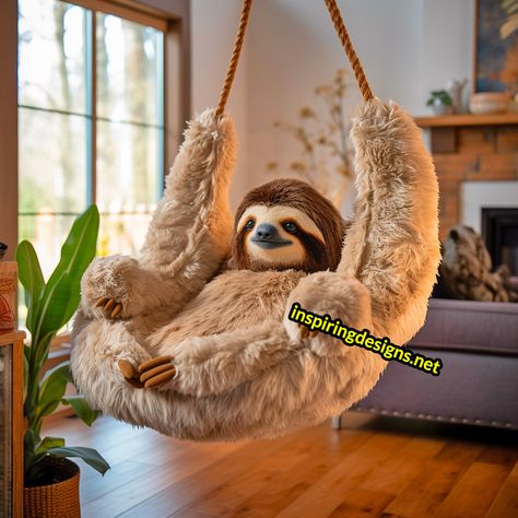 These Animal Shaped Hanging Loungers Let You Swing Like You’re in the Wild – Inspiring Designs Animal Room Decor, Cute Carpets Bedrooms, Animal Furniture, Hanging Chairs, Cat Chair, Hanging Chair In Bedroom, Swing Chair, Hanging Dinosaur Lounger, Sloth Bedroom Ideas