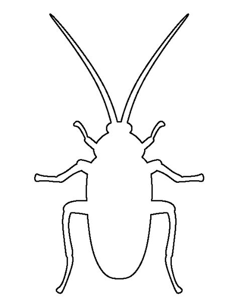 Cockroach pattern. Use the printable outline for crafts, creating stencils, scrapbooking, and more. Free PDF template to download and print at http://patternuniverse.com/download/cockroach-pattern/ Bug Template, Printable Outline, Free Printable Crafts, Animal Cutouts, Bug Art, Animal Patterns, Outline Drawings, Creative Drawing, Applique Patterns