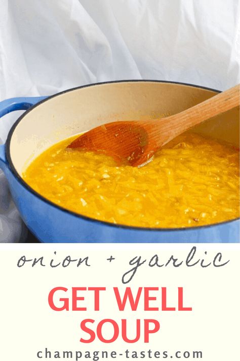 Get Well Soup, Healing Kitchen, Sick Food, Homemade Soups, Garlic Soup, Champagne Taste, Sick Day, Vegan Drinks, Easy Soup