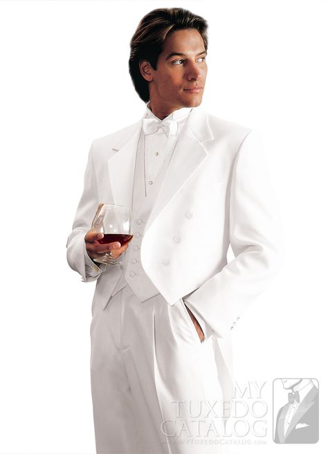 White 'Bari' Tailcoat from http://www.mytuxedocatalog.com/catalog/rental-tuxedos-and-suits/C521-White-Bari-Tailcoat/ White Tuxedo Wedding, Tuxedo Styles, Tuxedo With Tails, White Wedding Suit, White Tux, Tie Vest, Tuxedo Accessories, High Fashion Couture, Tail Dress