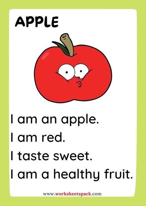 Reading For Kids Worksheets, Reading Practice For Kids, English Words For Kids, Fruits Printable, Rhyming Poems For Kids, Preschool Reading Activities, Reading Practice Worksheets, Reading For Kids, English Poems For Kids