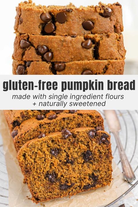 Pumpkin Bread Recipes, Pumpkin Bread Recipe Healthy, Healthy Pumpkin Bread, Gluten Free Pumpkin Bread, Bread Gluten Free, Chocolate Chip Bread, Pumpkin Chocolate Chip Bread, Gluten Free Granola, Gluten Free Chocolate Chip