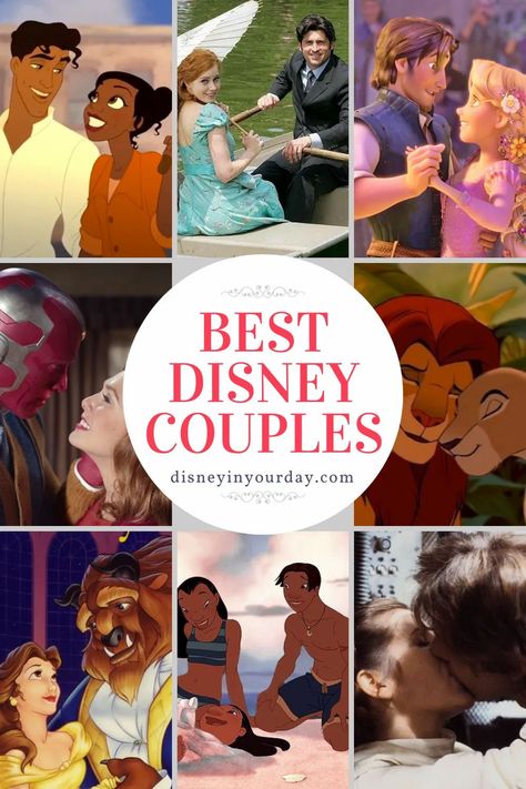 Who are the best Disney couples? - from animated couples in the classics, renaissance era, or more modern films, to live action, Star Wars, and Marvel, there are some great Disney couples. Who's your favorite? Disney in your Day Disney Couple Characters, Famous Couples In Movies, Disney Princess And Princes Couple, Disney Movie Couples, Iconic Disney Duos, Disney Love Couples, Disney Couples Fanart, Disney Relationships, Disney Princess Couples