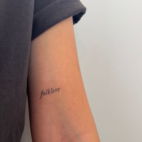 1989 Tattoo Ideas Taylor Swift, Taylor Swift Inspired Tattoos Folklore, Taylor Swift Tattoo Minimal, Folklore Font Tattoo, Folklore Inspired Tattoo, Happiness Taylor Swift Tattoo, Invisible String Tattoo Taylor Swift, Taylor Swift Tattoo Ideas Small Folklore, Folklore Taylor Swift Tattoo