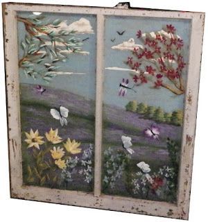 Crafting: Homemade Handmade Repurposed: How to Paint Window Glass Painting On Windows Panes, Painting Glass Windows, Painted Window Panes, Old Windows Painted, Old Window Art, Old Window Crafts, Hand Painted Windows, Window Pane Art, Shadowbox Ideas