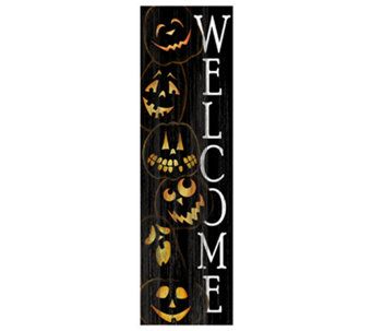 Halloween Pallet Projects, Hallowen Crafts, Halloween Welcome Sign, Scary Pumpkins, Halloween Porch Sign, Halloween Wood Signs, Halloween Wood Crafts, Wooden Welcome Signs, Pumpkin Sign