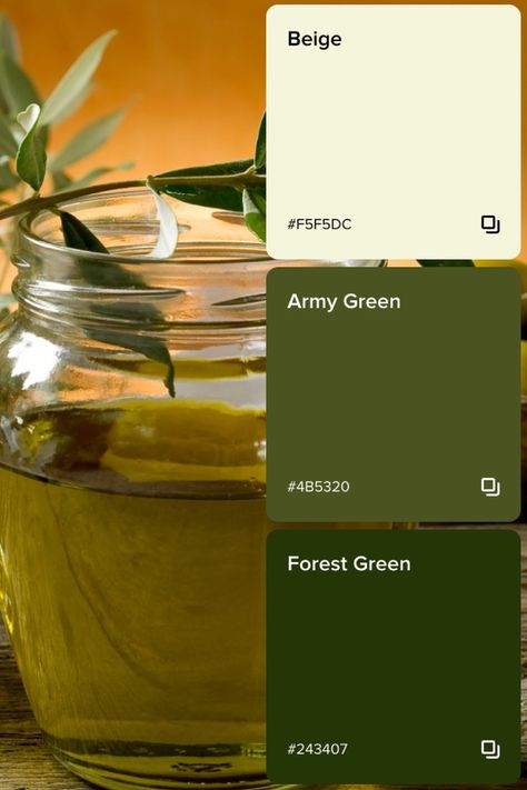 Army Green Colour Palette, Olive Color Scheme, Olive Green Palette, Olive Color Palette, Green Pizza, Dreams Art, Hex Color, Green Palette, Hex Color Codes