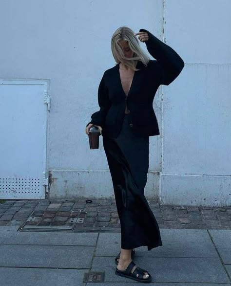 Black Cardigan Skirt Outfit, Satin Skirt Cardigan Outfit, Black Maxi Satin Skirt Outfit, Black Satin Maxi Skirt Outfit, Black Satin Skirt Outfit Summer, Satin Black Skirt Outfit, Satin Maxi Skirt Outfit, Josefine H J, Camila Morrone