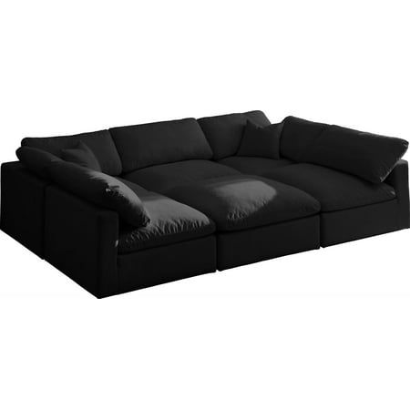 BLACK Velvet Cloud 6C Modular Down Filled Reversible Sectional Soflex ModernOffer includes: Sectional Sofa ONLYElegant and eye-catching, the stunning BLACK velvet Plush Standard Cloud Modular Sectional Sofa from SOFLEX is the perfect addition to any space. Create the ultimate laid-back lounge that conforms to your room. Cloud Modular Sectional is truly as comfortable as it looks. Imagine you are floating on a cloud, enjoy this feeling of total relaxation in your home, loft or apartment with this Black Couches, Plush Collection, Velvet Sectional, U Shaped Sectional, Meridian Furniture, Black Sofa, Modular Sectional Sofa, Down Feather, Leather Sectional