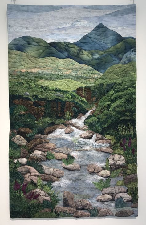 County Fair Crafts, Fabric Landscapes, Fabric Landscape, Quilt Landscape, River Quilt, Landscape Quilting, Collage Quilts, Landscape Art Quilts, Landscape Quilt