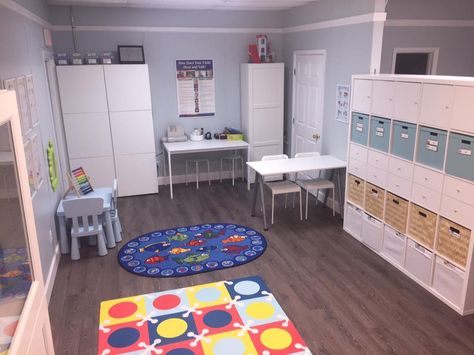 Speech Therapy Home Office, Speech Clinic Design, Pediatric Speech Therapy Office, Speech Therapy Clinic Design, Aba Center, Speech Therapy Office, Aba Clinic, Slp Office, Therapist Office Design