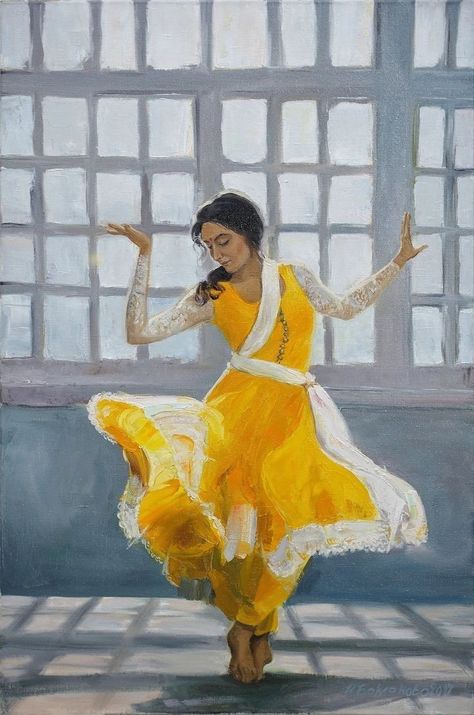 Bangla Poem, Yellow Sari, Large Wall Art Living Room, Composition Painting, Dancing Drawings, Indian Art Gallery, Dance Paintings, Indian Folk Art, Girly Art Illustrations