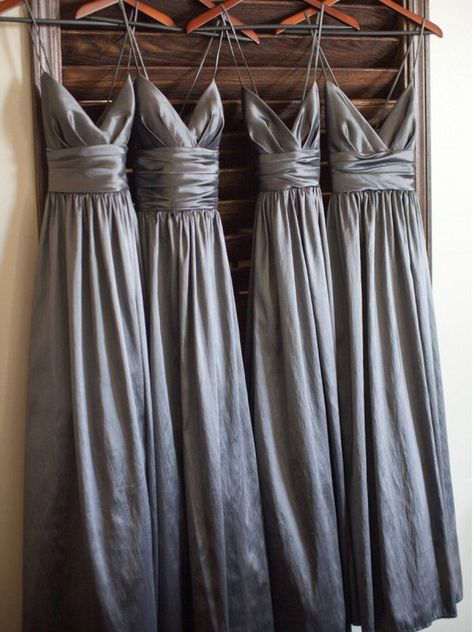 silver Grey Bridesmaid Dresses Long, Dresses Hanging, Taffeta Bridesmaid Dress, Silver Bridesmaid Dresses, Silver Bridesmaid, Grey Bridesmaids, Essense Of Australia, Grey Bridesmaid Dresses, Modest Bridesmaid Dresses