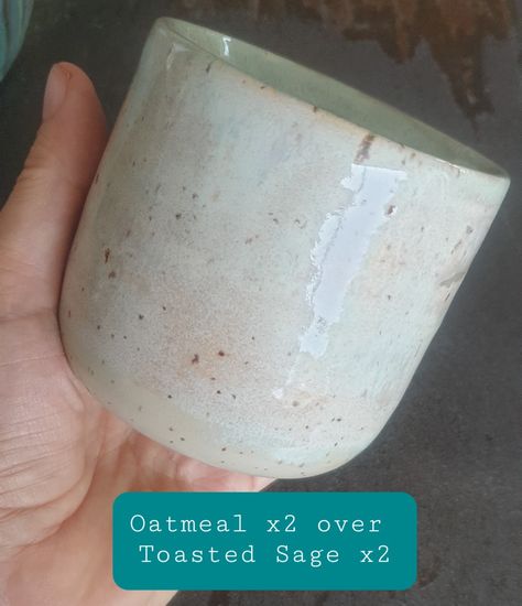 White Glaze Combinations, Amaco Oatmeal Glaze Combinations, Light Sepia Glaze Combinations, Oatmeal Amaco Glaze, Oatmeal Glaze Combinations, Amaco Oatmeal, Toasted Sage Glaze, Glaze Ideas Ceramics, White Glaze Recipe