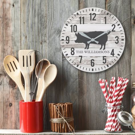 Farmhouse Clocks, Thistle Design, Rustic Clock, Custom Clocks, Rustic Wood Walls, Unique Clocks, Square Wall Clock, Wood Clocks, Wooden Clock