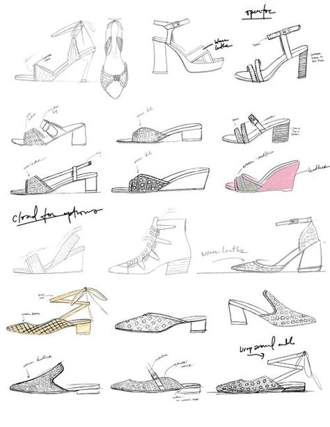 Design Shoes Drawing, Fashion Illustration Shoes, Fashion Model Sketch, Shoe Sketches, Fashion Illustrations Techniques, Fashion Drawing Sketches, Shoes Illustration, Dress Design Drawing, Fashion Design Sketchbook