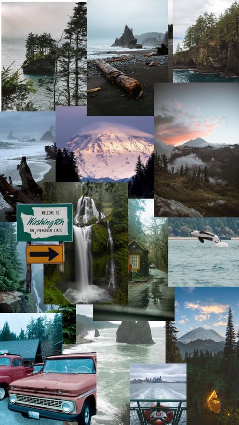 Washington state aesthetic vision board Seattle Washington Aesthetic, Washington State Aesthetic, Washington Aesthetic, Seattle Aesthetic, 50 States Travel, Camping In Washington State, Aesthetic Vision Board, Seattle Travel, Evergreen State