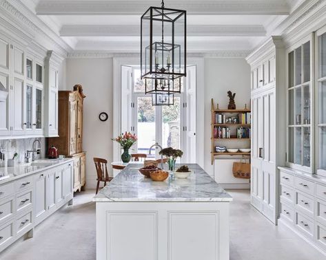 Galley Kitchen With Island, Kitchen Floor Tiles Ideas, Kitchen With Island, Galley Style Kitchen, Galley Kitchens, Big Kitchen, Galley Kitchen, Kitchen Floor Tile, Classic Kitchens