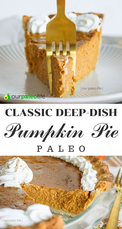 Paleo Pie, Creamy Pumpkin Pie, Paleo Pumpkin Pie, Paleo Cake, Best Paleo Recipes, Paleo Dishes, Pumpkin Pie Recipe, Paleo Recipes Dessert, Paleo Baking