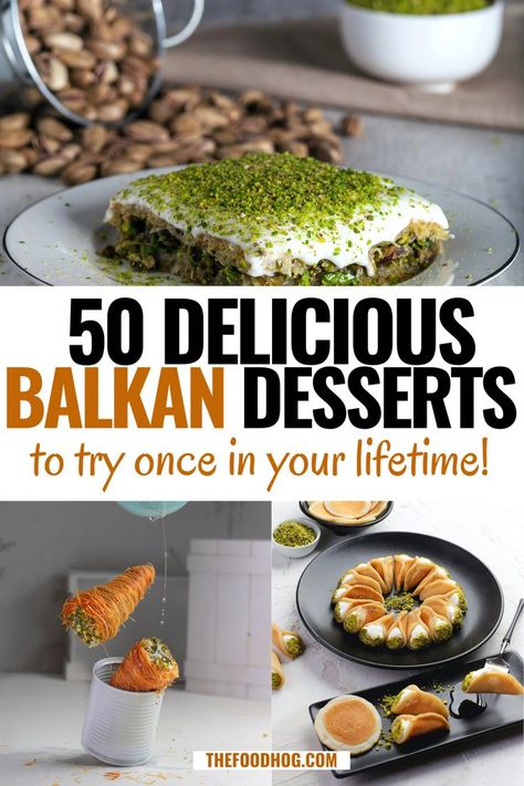 Indulge in the sweet flavors of the Balkans with our delicious dessert recipes! From baklava to kadaif, our guide to tasty Balkan desserts will have you drooling. Try them out for your next dinner party or special occasion! Balkan Desserts, Balkan Food, Desserts Around The World, Quick Cookies Recipes, Fancy Desserts Recipes, International Desserts, The Balkans, Culinary Travel, Sweet Cravings